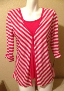 KIM ROGERS Damen Strick Top weiß rosa gestreift 3/4 Arm Gr. S NEU - Bild 1 von 8