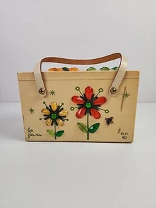 Vintage 1960s Les Fleurs Enid Collins Original Collins of Texas Wooden Box Bag - Picture 1 of 16