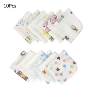 10Pcs Baby Washcloth Set Cartoon Double Layer Gauze Infant Face Towel Burp Cloth - Picture 1 of 8