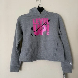 Nike Girl's Crop Hoodie Gray Size L NWT - Picture 1 of 8