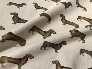 SAUSAGE DOG Animal Upholstery Curtain Cotton Fabric Material 140cm ancho Lienzo - Imagen 1 de 5
