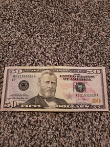 2025 serial #. 2013 Fifty Dollar note $50 MG 21932025 A - Picture 1 of 1
