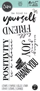 Sizzix 5pc Clear Stamp set Sunnyside Sentiments #8 #665410 Retail $11.99 Hughes - Picture 1 of 12