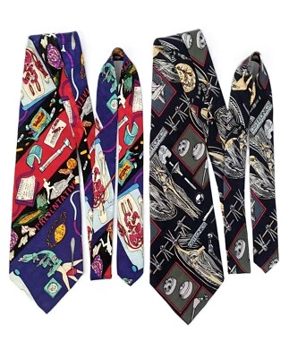 Par de corbatas Nicole Miller Doctor Medical Health Care Osteonics 1994 1996 seda Foto 1 de 4