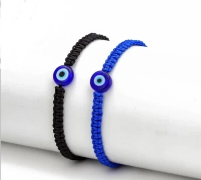 2 Stück-Armband|Makrameearmband|Nazar Boncuk|Evil Eye|Blau + Schwarz |Neu - Bild 1 von 4