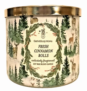 FRESH CINNAMON ROLLS CANDLE 14.5 OZ  3 WICK SOY WAX BATH & BODY WORKS NEW - Picture 1 of 4