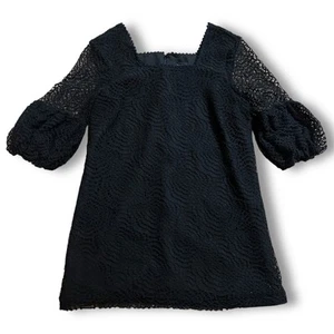 Anna Sui Lace Cocktail Babydoll Goth Square Neck Women’s Vintage Black Dress 10 - Picture 1 of 6