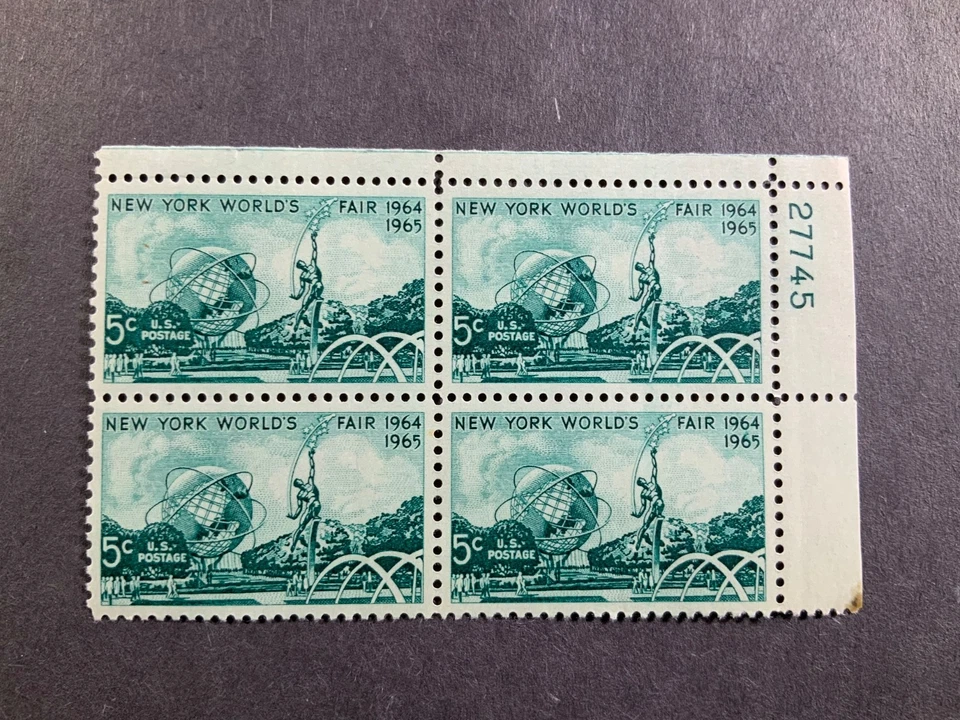 US  SCOTT # 1244 5¢  NEW YORK WORLD'S FAIR 1964 PLATE BLOCK Of 4 - 27744LR  MNH - Image 1 of 1