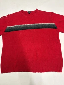 Vintage Nautica Pullover Herren XXL rot gestreift 3D Wollmischung Zopfmuster 90er Herren - Bild 1 von 9