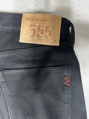 Denim Iron Heart 555S-SBG Slub Slubby Ribete Talla W33 L36 Foto 1 de 4