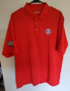 Philadelphia Phillies World Series 2009 Nike Fit Dry Golf Red Polo Shirt SZ L - Picture 1 of 6