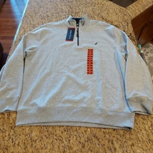 NWT NAUTICA Men's Size XL Grey Heather Quarter Zip Pullover MSRP $79.50 - Picture 1 of 17