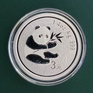 2007 ( 2000 Design ) China Panda 1/4 oz 999 Proof Silver coin 3 Yuan in air-tite - Bild 1 von 2