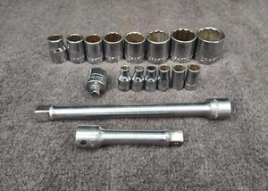 Vintage Craftsman 1/4" and 3/8" Drive 12pt Sockets Extensions Adapter =V= 17pcs - Picture 1 of 9