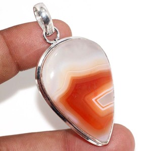 Sardonyx 925 Silver Plated Handmade Gemstone Pendant 2.1" Ethnic Gift GW