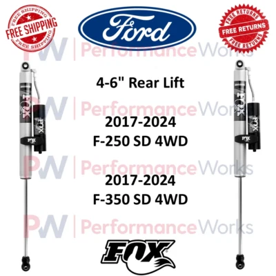Fox 2.0 Series Reservoir Shock Pair Rear 4-6" Lift Fits 17-24 F-250 F-350 SD 4WD - Image 1 of 4