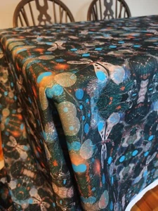 Christmas Waterproof fabric for table clothes cushions aprons Dragonflies Black - Picture 1 of 5