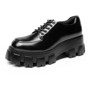 Women Platform Chunky Heel Close Toe Oxford Shoes Slip On Dress Pump Shoes - Picture 1 of 23
