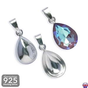 925 Sterling Silver Pendant Bail Gluing 10 14 Pear Shape Fancy Stone Crystal 453 - Picture 1 of 8