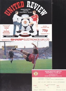 Manchester United V Sheffield 1989/90 miércoles 14-10-1989 división 1 y boleto - Imagen 1 de 1