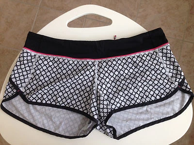 Pantalones Cortos Lululemon Speed Negro Off White Patrón Geométrico Talla 10 Foto 1 de 4