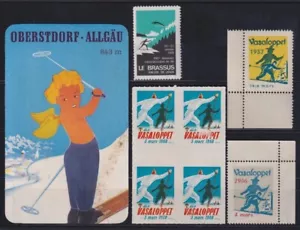F-EX16860 SCHWEIZ CINDERELLA BRIEFMARKEN SET SKI VASALOPPET WILDLEDER SCHWEDEN. - Bild 1 von 1