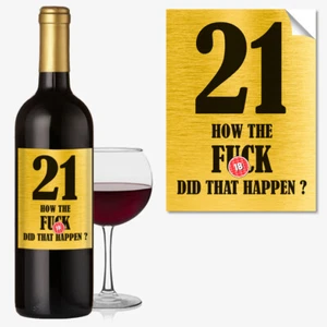 #1051 Divertida 21 cumpleaños 21 hoy botella de vino etiqueta regalo grosero para hombres y mujeres - Imagen 1 de 2