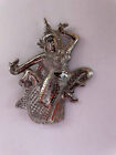 Large Cambodian Silver Brooch  Dancer or Godess marked T900 
