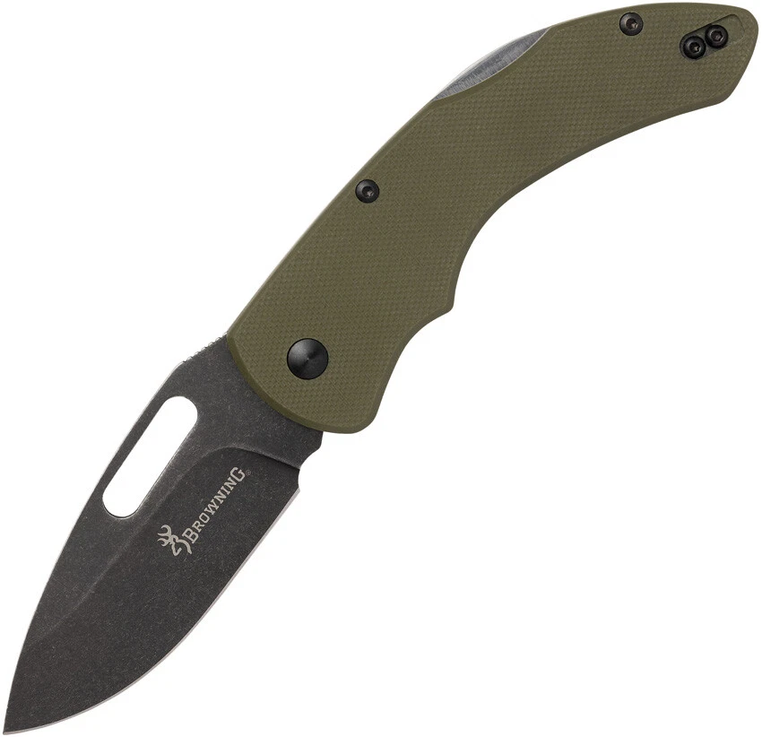 Browning Large Hidden Hollow Lockback OD Green G10 Folding D2 Steel Knife 0506B - Image 1 of 1