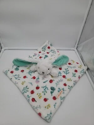 Blankets and Beyond Bunny Rabbit Lovey Green Mint Ears Floral Apples Security - Image 1 of 4