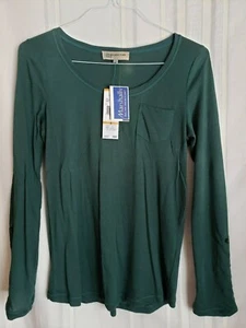 Top donna JONES NY SPORT taglia S manica lunga pull over verde misto cotone nuovo con etichetta - Foto 1 di 3