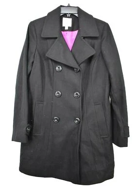 Croft & Barrow Women Black Notch Lapel Double Breasted Seam Pocket Coat Blazer M - Image 1 of 4