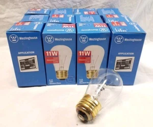 12-Pack Westinghouse 11w 130v Bulbs 04340 Clear Transparent Standard S-14 Bulb - Picture 1 of 10
