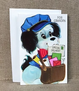 Tarjeta de colección American Greetings abuelo día del padre portador de correo cachorro kitsch - Imagen 1 de 5