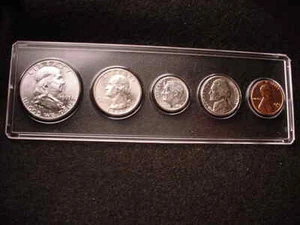 1963-D DENVER 5 COIN MINT SET ALL BU COINS 90% SILVER!! #40 - Picture 1 of 7