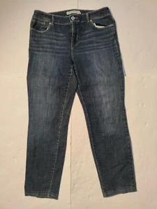 Chicos Platinum Womens Size 1.5 Whisker Faded Tapered Leg Blue Jeans - Picture 1 of 10