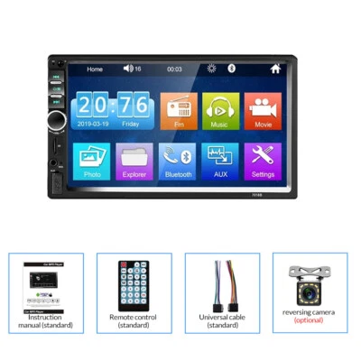7" Double Din Touch Screen Stereo Bluetooth FM Radio Car MP5 Player Camera - Image 1 of 4