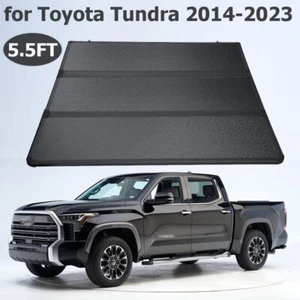 5.5ft Hard Tri-Fold Truck Bed Tonneau Cover for 2014-2023 2024 Toyota Tundra US - Picture 1 of 14