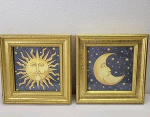 Mary Beth Zeitz Luna Celestial Sol Impresiones Set De 2 Años 90 Y2K 7” X 7” Marco Dorado - Imagen 1 de 8