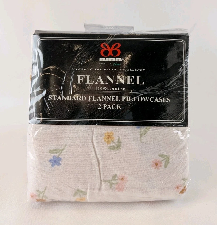 Bibb Home Flannel Pillowcases 2 Pack 100 Cotton White Green Forest Cabin 20x30"