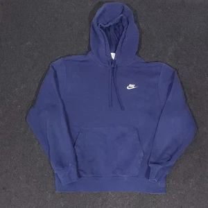 Nike Sportswear Club Fleece Hoodie Mens Medium Blue Pullover Sweatshirt Logo - Picture 1 of 14