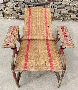 Antique vintage rattan garden armchair (ref: hang) - Picture 1 of 13