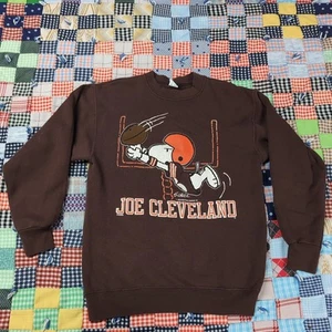 '80s Cleveland Brown Snoopy Joe Sweatshirt Medium USA Made - Picture 1 of 4