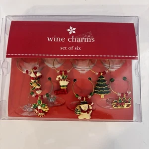 New Beaded Christmas Wine Charms/ Christmas Charms Set of 6 Charms. - Picture 1 of 5