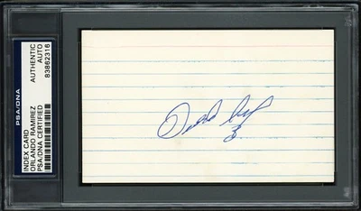 Orlando Ramirez Autographed 3x5 Index Card California Angels PSA/DNA #83862316 - Image 1 of 2