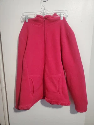 Chaqueta polar Faded Glory para mujer magenta fuego cremallera talla 1x Foto 1 de 4