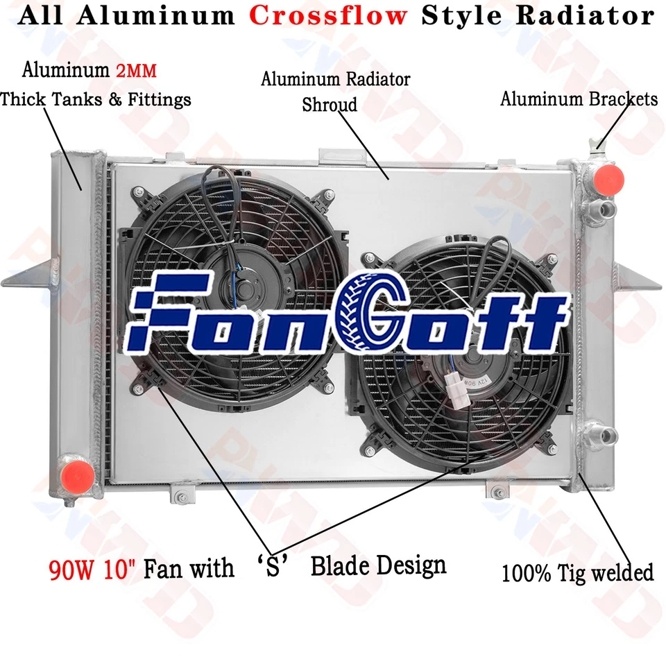 Ventilador de cubierta de radiador de 2 filas para 1998-2004 2000 Volvo C70 V70 S70 2,3 L 2,4 L L5 AT Foto 1 de 4