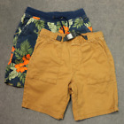 (LOT of 2) Wonder Nation Casual Shorts Brown/Hawaiian Kids Size Husky L (10-12)