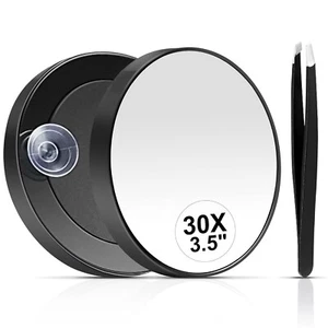 30X Magnifying Mirror, Magnified Mirror 3.5" with 3.5"L x 3.5"W, Black-30x - Picture 1 of 7