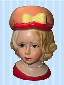 Vintage Japan Kitschy Handpainted Lady Head Vase Embellished 7” - Picture 1 of 7